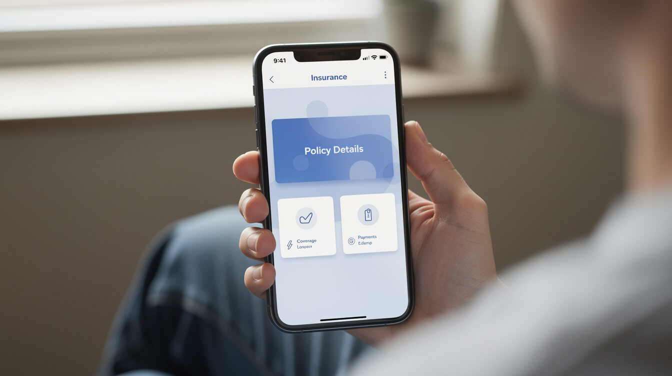 person using insurance app on phone
