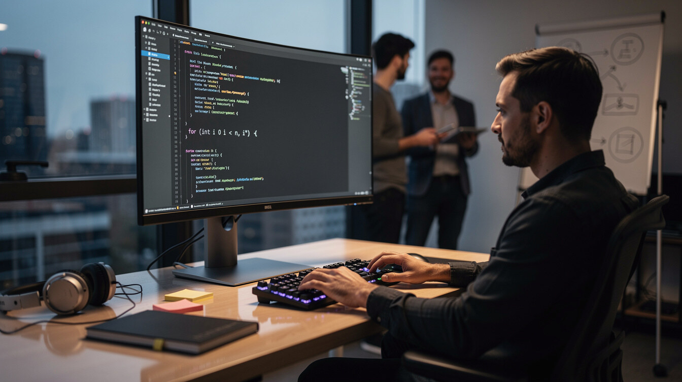 programmer writing code