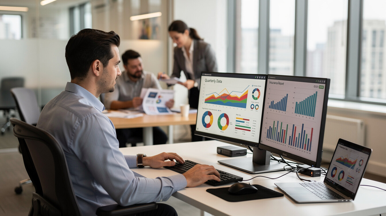 data analysis charts on screen